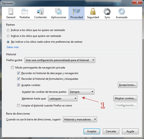 Aceptar cookies Firefox