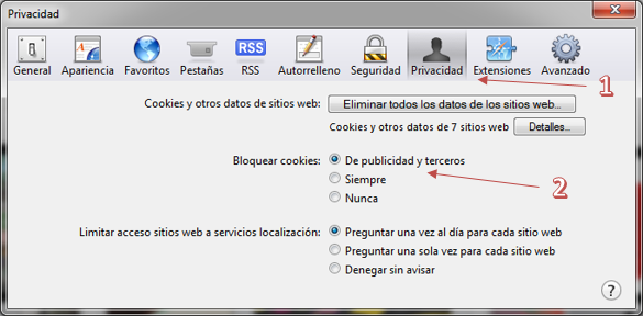 Privacidad Safari